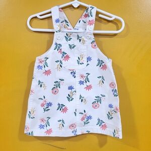 Carter's Girls Size 12M 100% Cotton White Pink Floral Overall Dress Skirtall